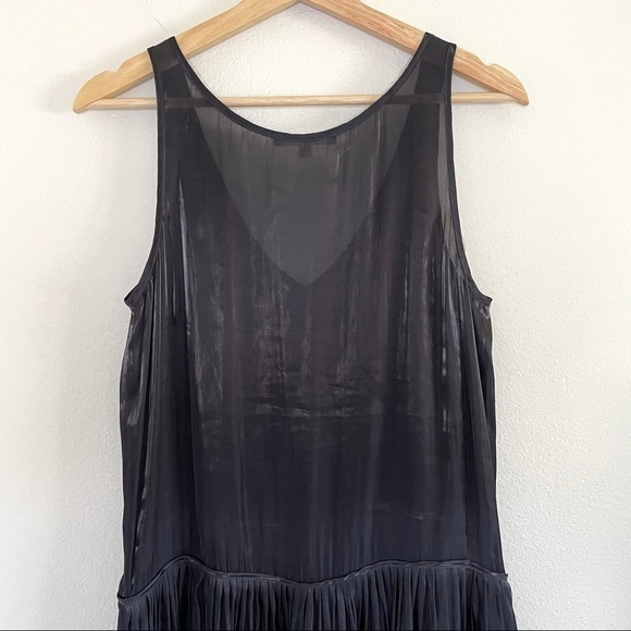 Rhié Liquid Charmeuse Sleeveless V Neck Maxi Slip Dress Charcoal Black Small - Picture 8 of 16